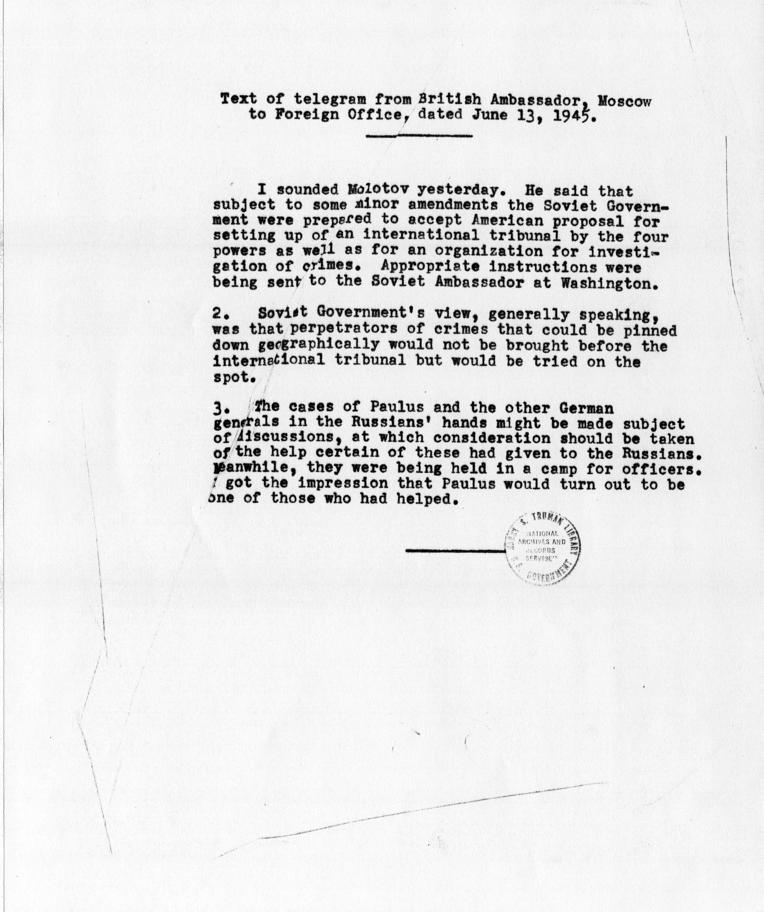 Letter from Katherine Fite to Kitty Gilligan, accompanied by a copy of a telegram from the British Embassy to the Department of State