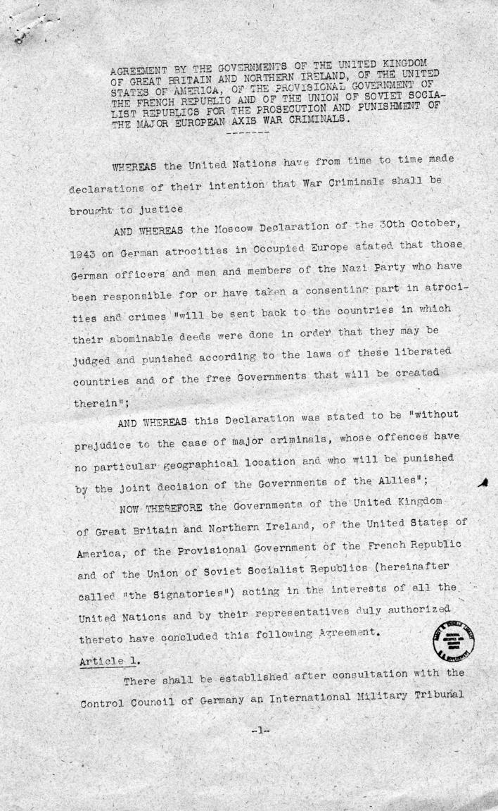 Letter from William Donovan to Samuel Rosenman, accompanied by a letter and memorandum from Robert Jackson to Samuel Rosenman