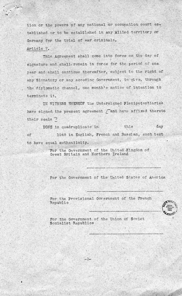 Letter from William Donovan to Samuel Rosenman, accompanied by a letter and memorandum from Robert Jackson to Samuel Rosenman