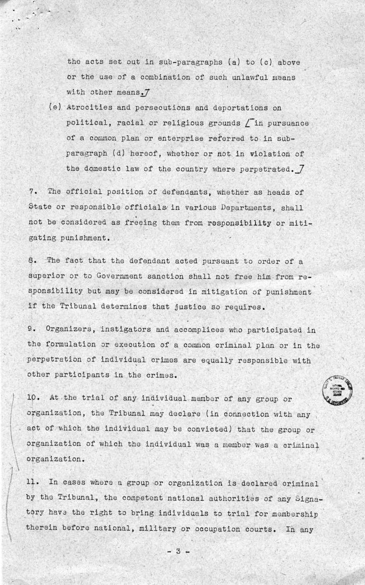 Letter from William Donovan to Samuel Rosenman, accompanied by a letter and memorandum from Robert Jackson to Samuel Rosenman