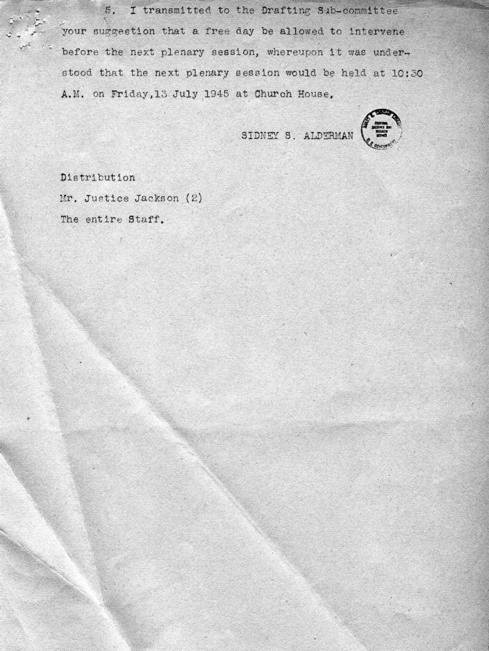 Letter from William Donovan to Samuel Rosenman, accompanied by a letter and memorandum from Robert Jackson to Samuel Rosenman