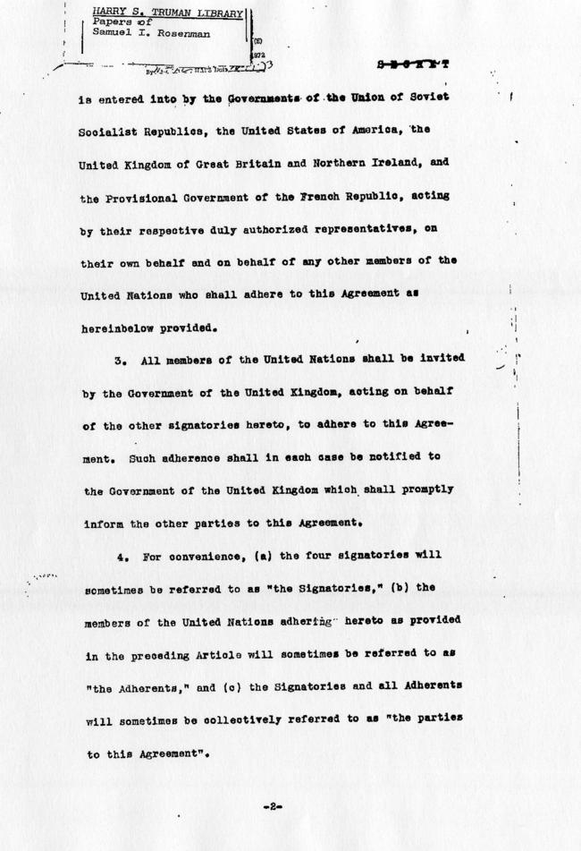 Executive Agreement Relating to the Prosecution of European Axis War Criminals