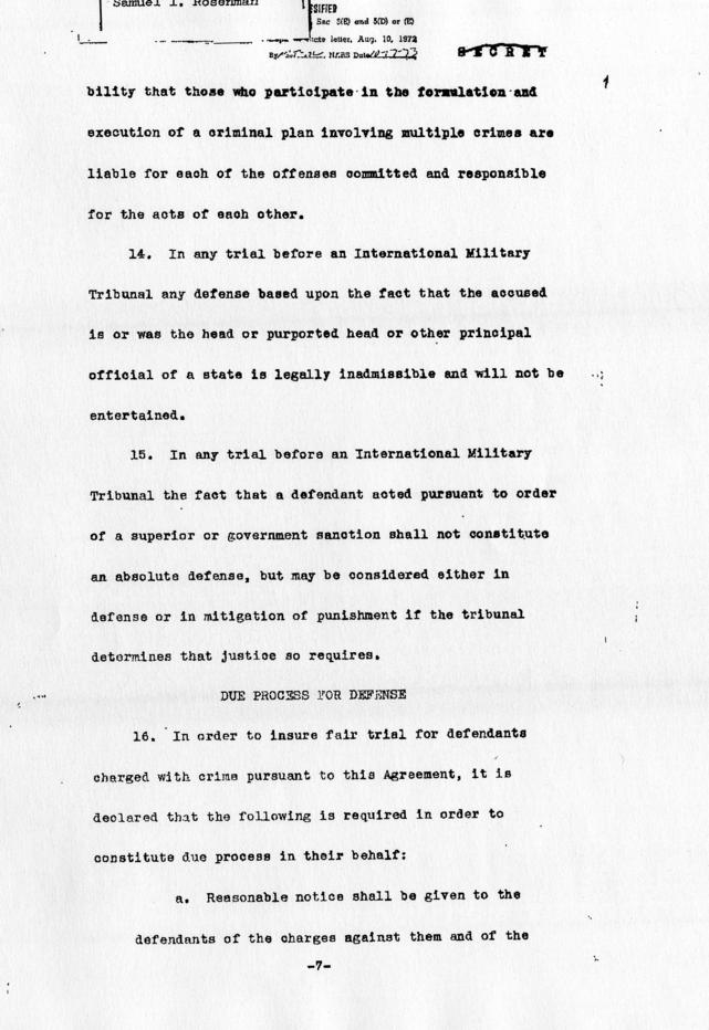 Executive Agreement Relating to the Prosecution of European Axis War Criminals