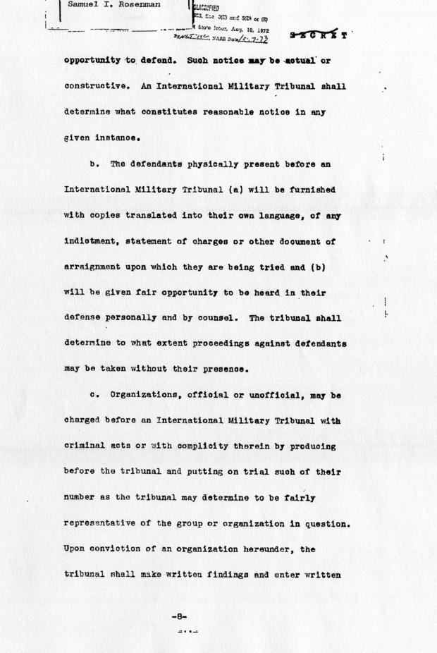 Memorandum from Henry Morgenthau to Samuel Rosenman, accompanied by related memoranda