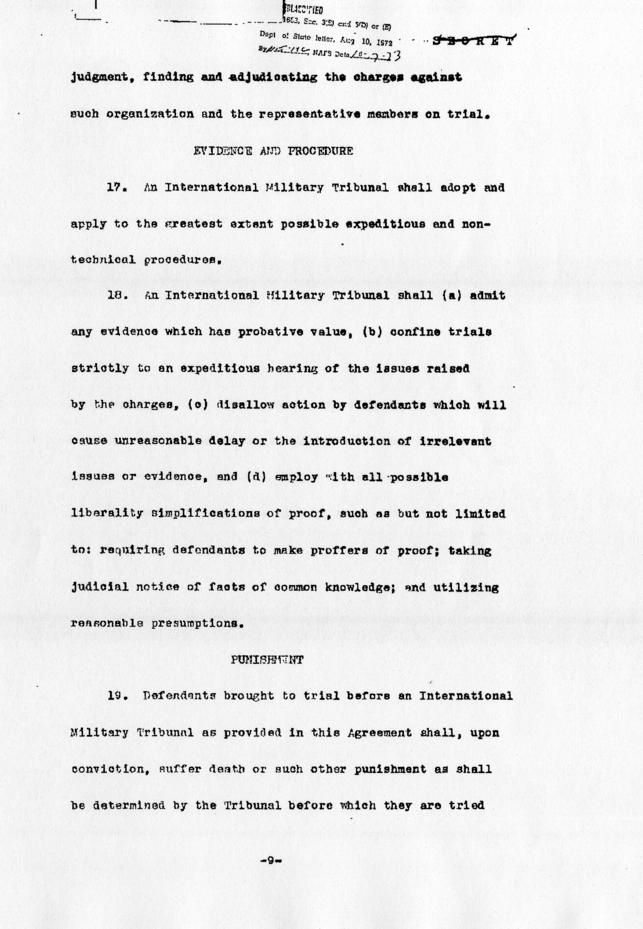 Executive Agreement Relating to the Prosecution of European Axis War Criminals