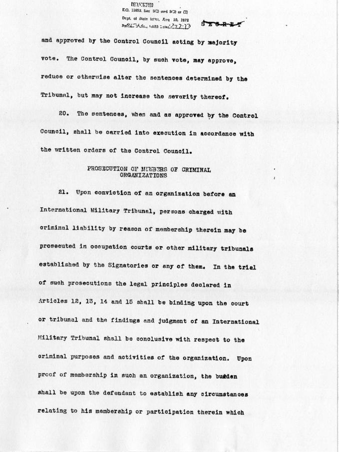 Executive Agreement Relating to the Prosecution of European Axis War Criminals