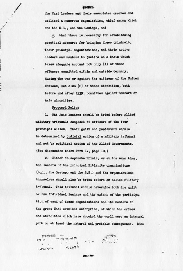 Memorandum from Henry Morgenthau to Samuel Rosenman, accompanied by related memoranda