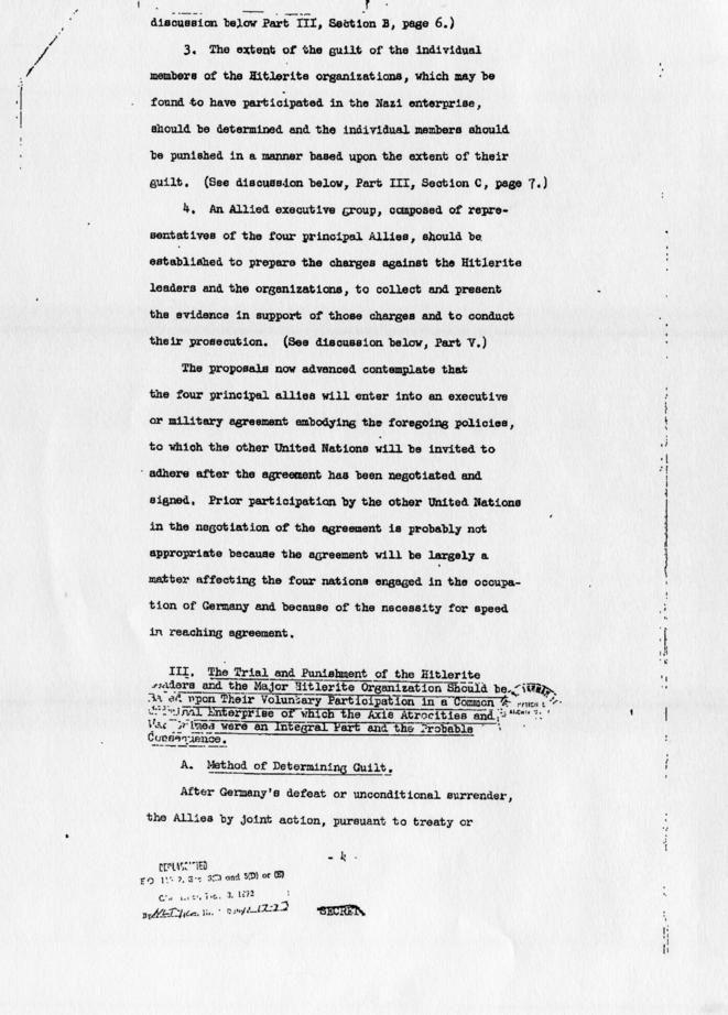 Memorandum of Proposals for the Prosecution and Punishment of Certain War Criminals and Other Offenders