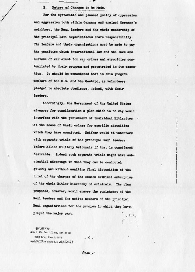 Memorandum of Proposals for the Prosecution and Punishment of Certain War Criminals and Other Offenders