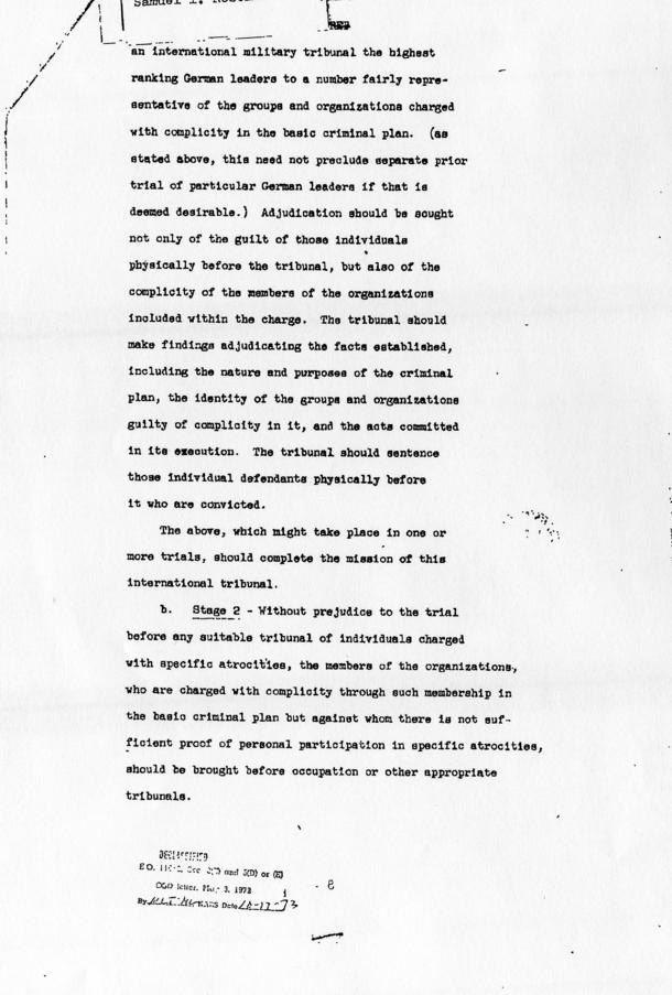 Memorandum of Proposals for the Prosecution and Punishment of Certain War Criminals and Other Offenders