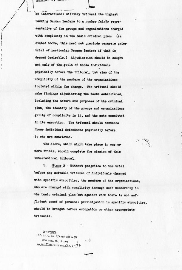 Memorandum of Proposals for the Prosecution and Punishment of Certain War Criminals and Other Offenders