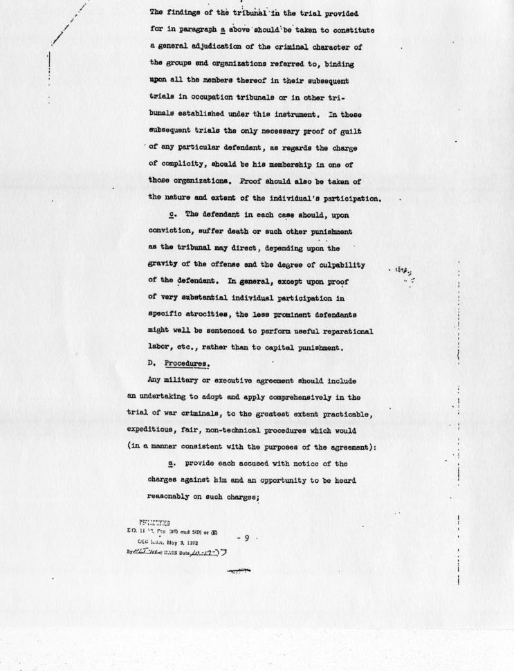 Memorandum of Proposals for the Prosecution and Punishment of Certain War Criminals and Other Offenders