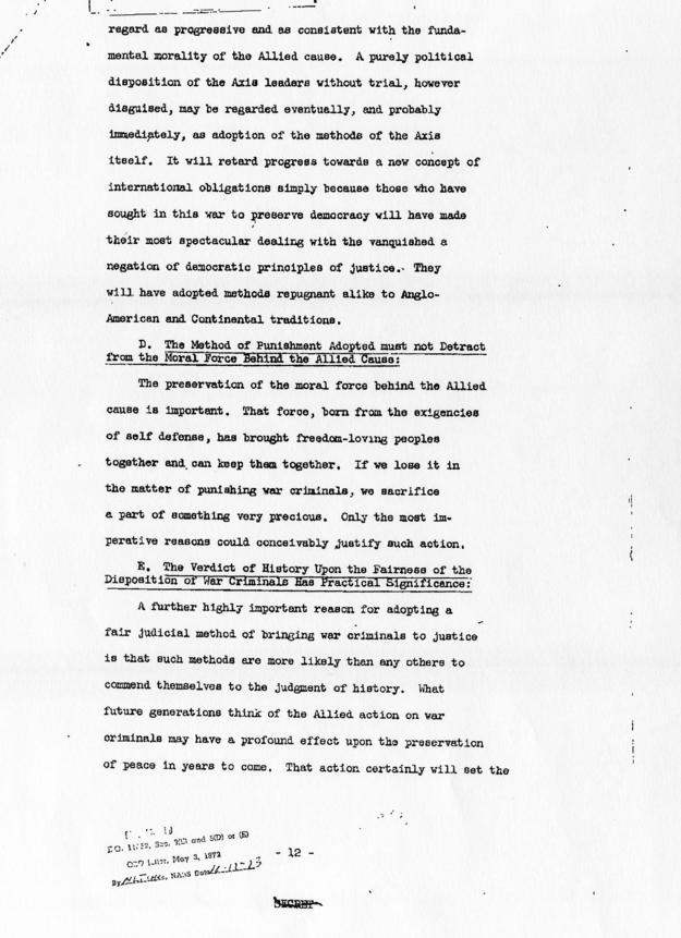 Memorandum of Proposals for the Prosecution and Punishment of Certain War Criminals and Other Offenders