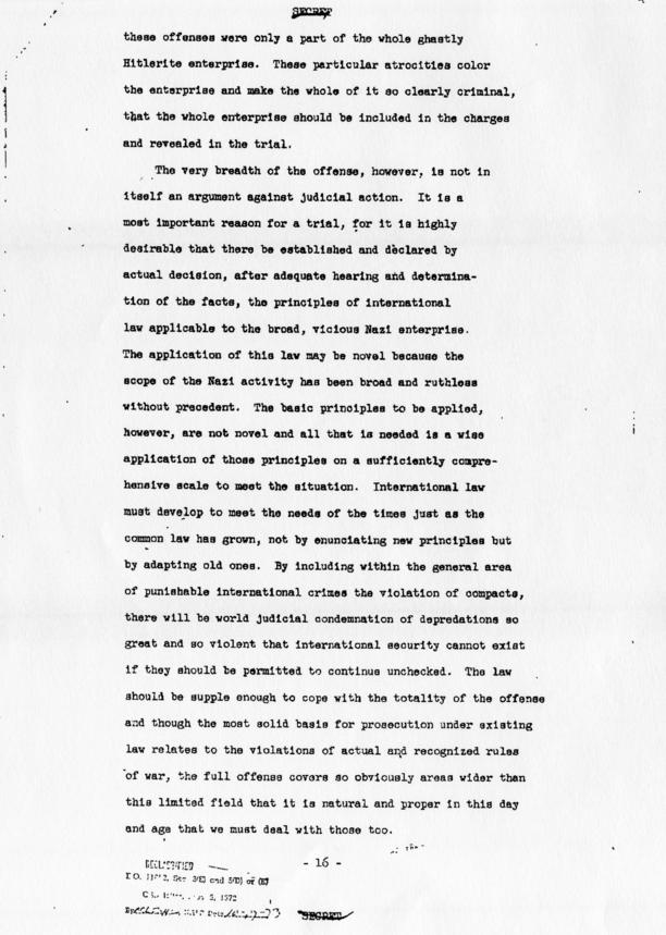 Memorandum of Proposals for the Prosecution and Punishment of Certain War Criminals and Other Offenders