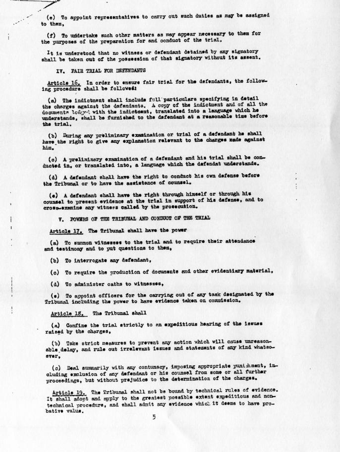 Agreement for the Establishment of an International Military Tribunal