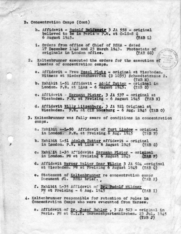 Memorandum, Biographical information on Ernst Kaltenbrunner