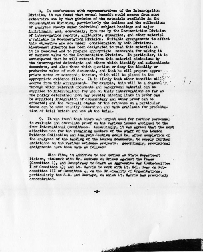 Memorandum from Leonard Wheeler to Robert Jackson