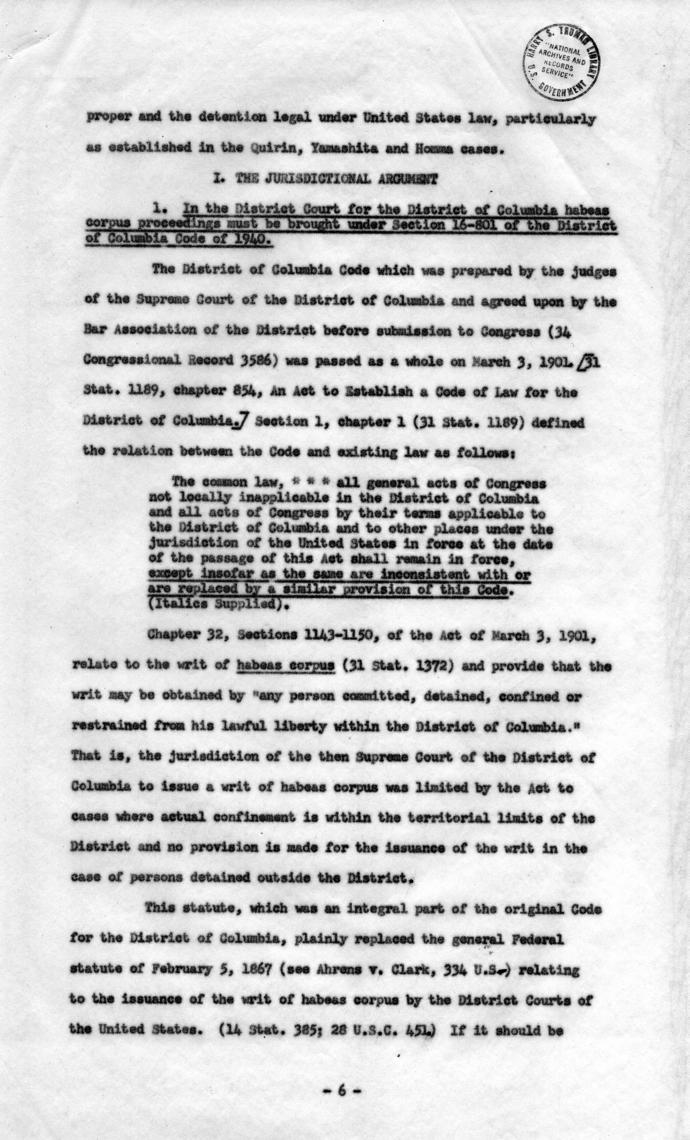 Memorandum Regarding Flick Case