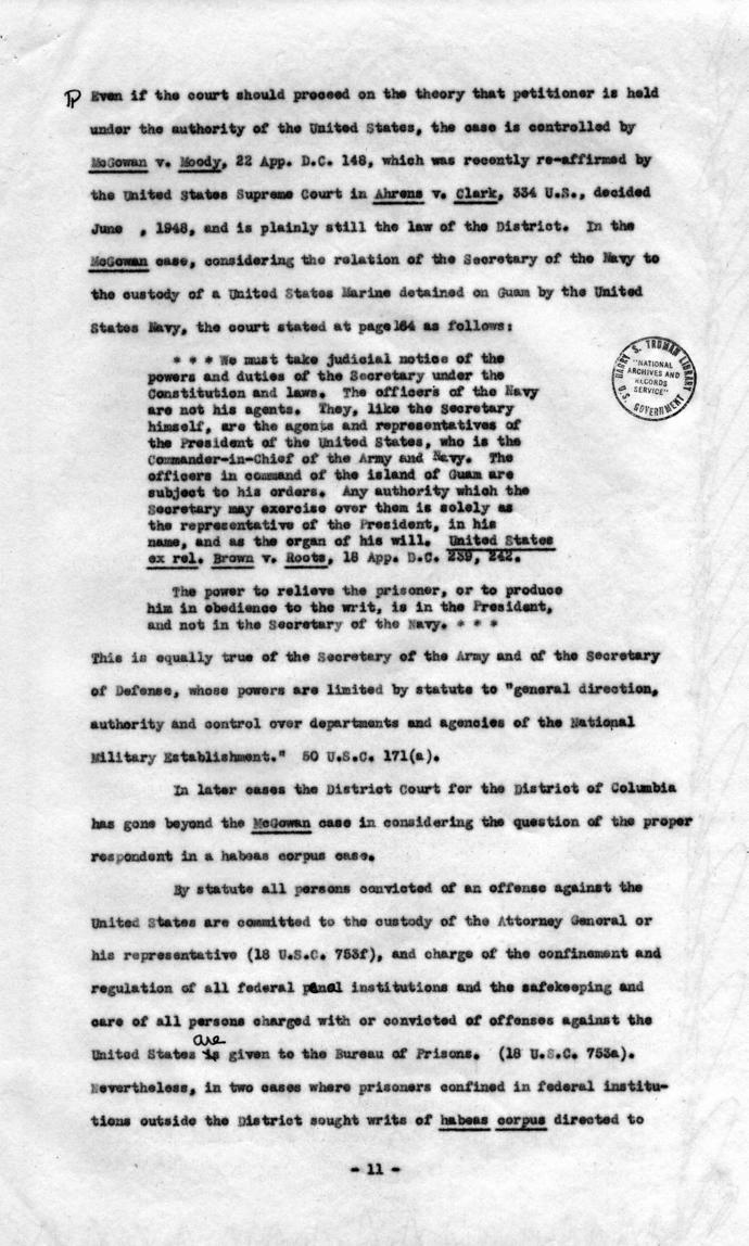 Memorandum Regarding Flick Case