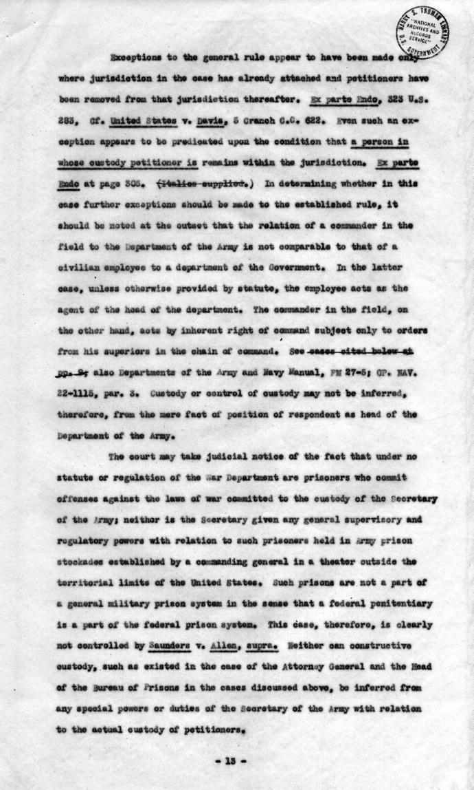 Memorandum Regarding Flick Case
