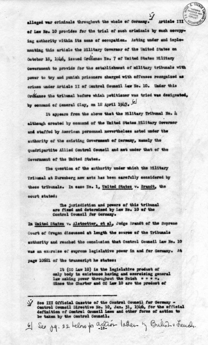 Memorandum Regarding Flick Case