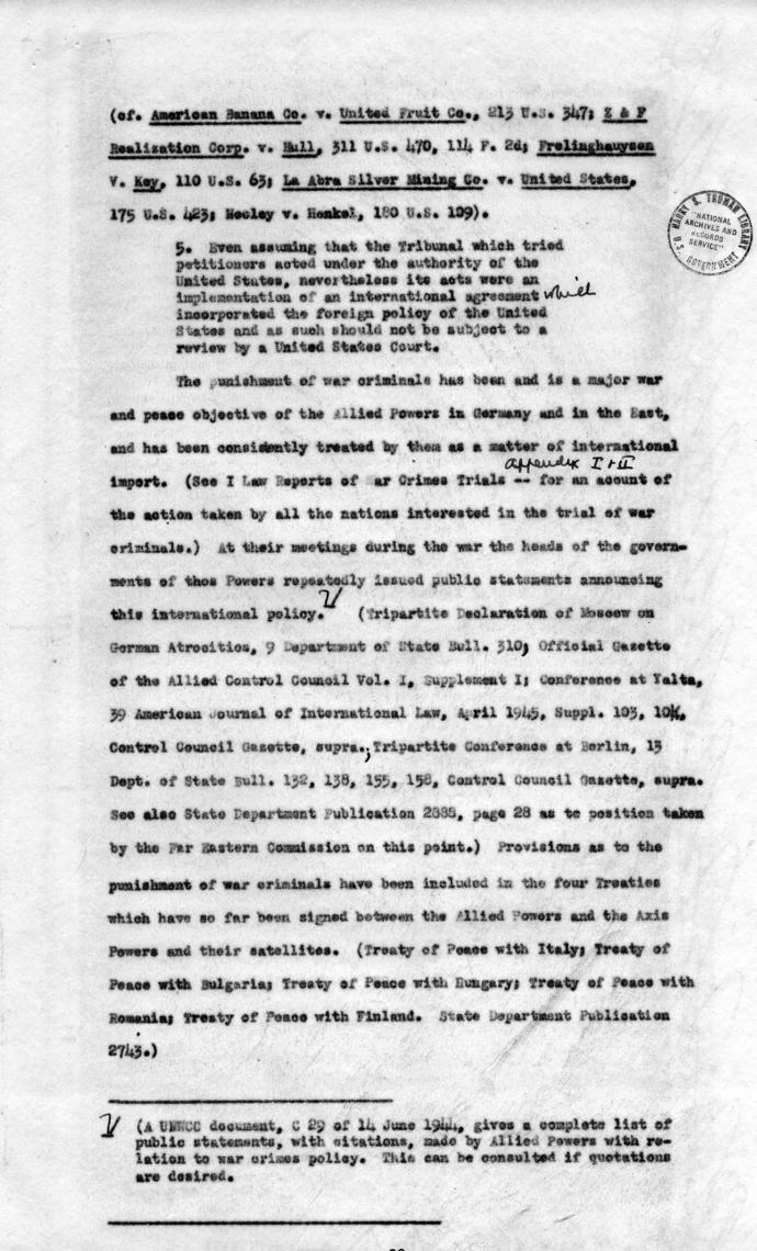 Memorandum Regarding Flick Case