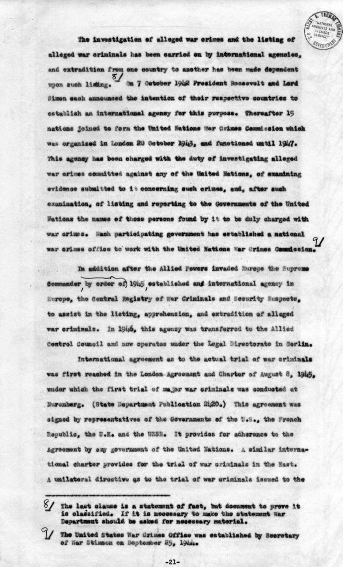 Memorandum Regarding Flick Case