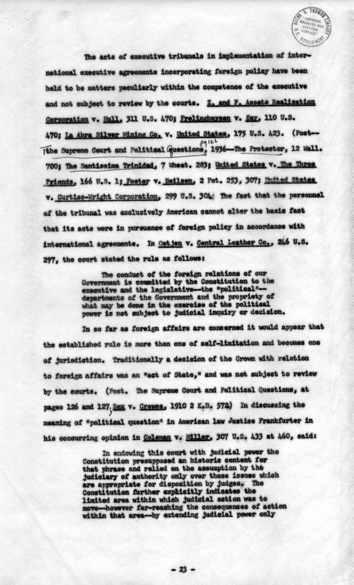 Memorandum Regarding Flick Case