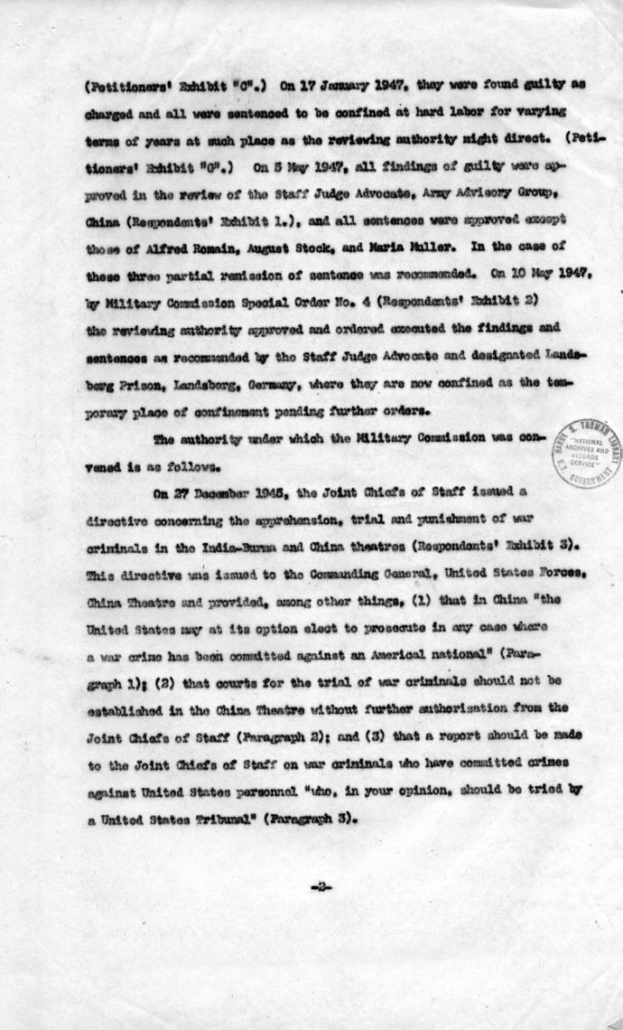 Memorandum, \"Bureau Erhardt Case - Points to be Made in Reply to Petition\"