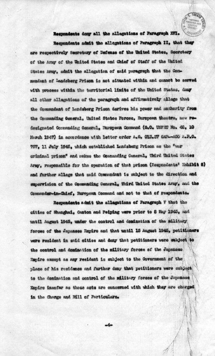 Memorandum, \"Bureau Erhardt Case - Points to be Made in Reply to Petition\"