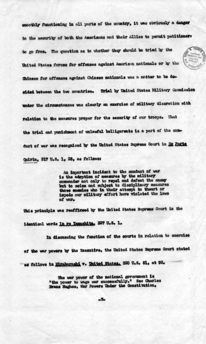 Memorandum, \"Bureau Erhardt Case - Points to be Made in Reply to Petition\"