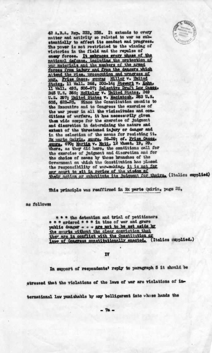 Memorandum, \"Bureau Erhardt Case - Points to be Made in Reply to Petition\"