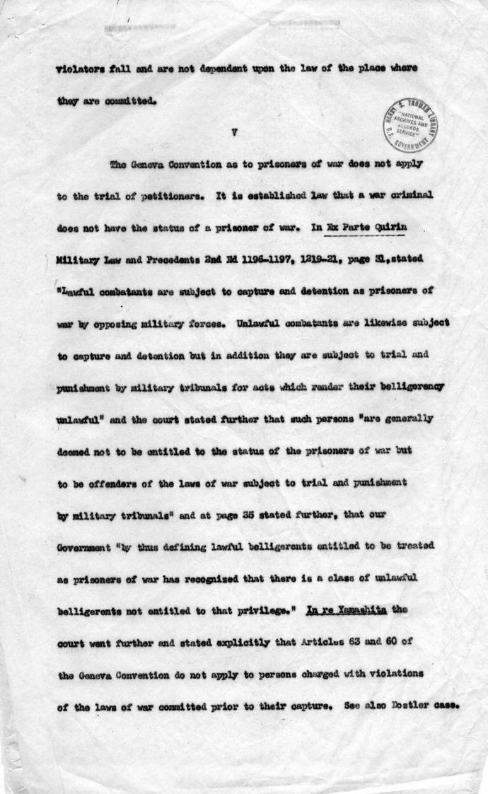 Memorandum, \"Bureau Erhardt Case - Points to be Made in Reply to Petition\"