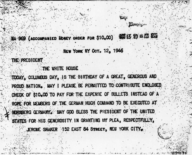 Telegrams from Jerome Shaker and Luise Jodl to Harry S. Truman