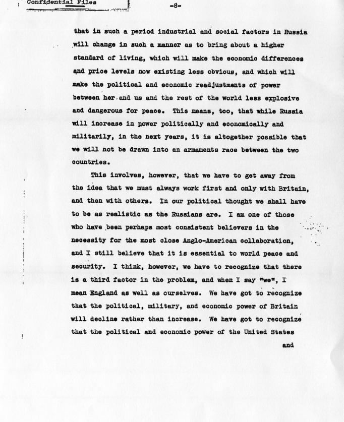 Letters from William Hopkins to Dean Acheson, Frederick Lawton, and Robert Lovett, accompanied by related materials