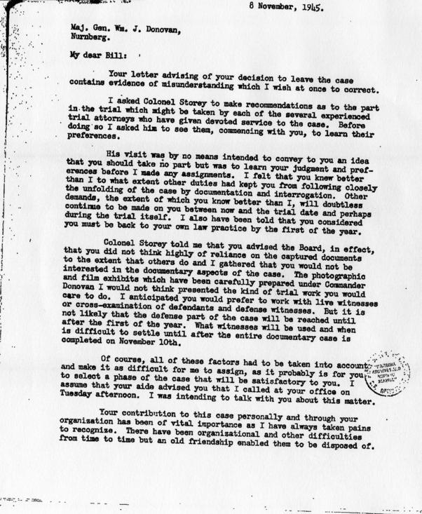 Letter from Robert Jackson to Harry S. Truman, accompanied by related materials