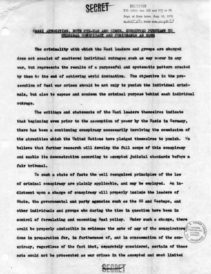 Draft memorandum from Cordell Hull, Henry Stimson, and James Forrestal to Franklin D. Roosevelt
