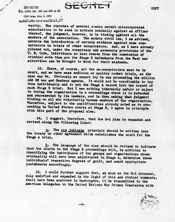 Memorandum from R. A. Cutter to Murray C. Bernays, accompanied by a copy of a memorandum from Myron Cramer to John McCloy