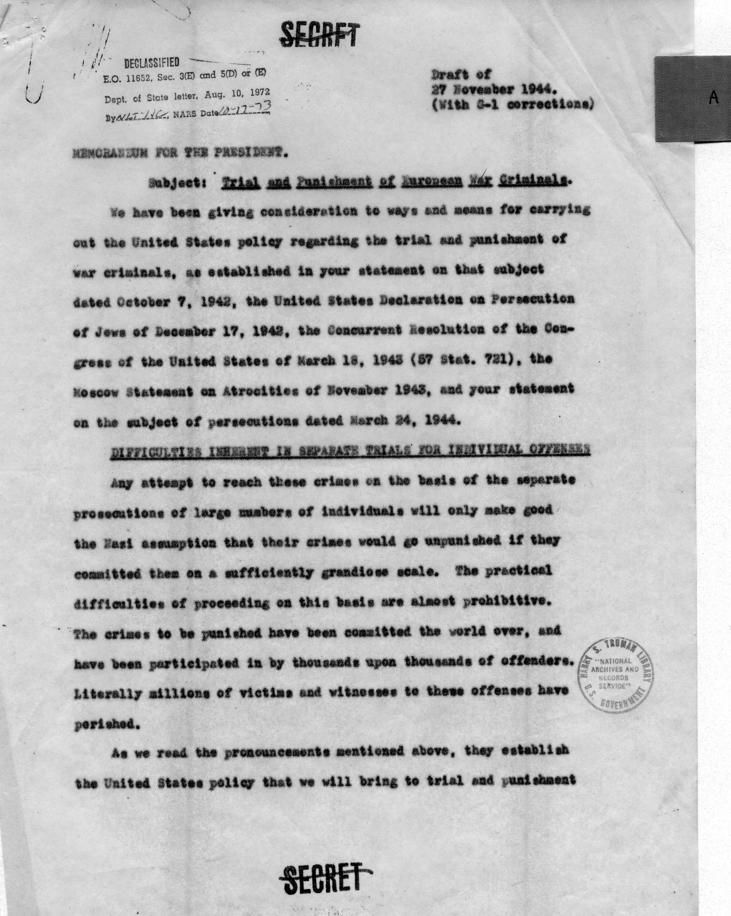 Memorandum from Cordell Hull and Henry Stimson to Franklin D. Roosevelt