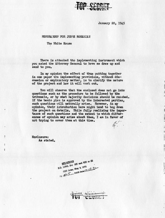 Memorandum for Record by Murray C.  Bernays, accompanied by related correspondence