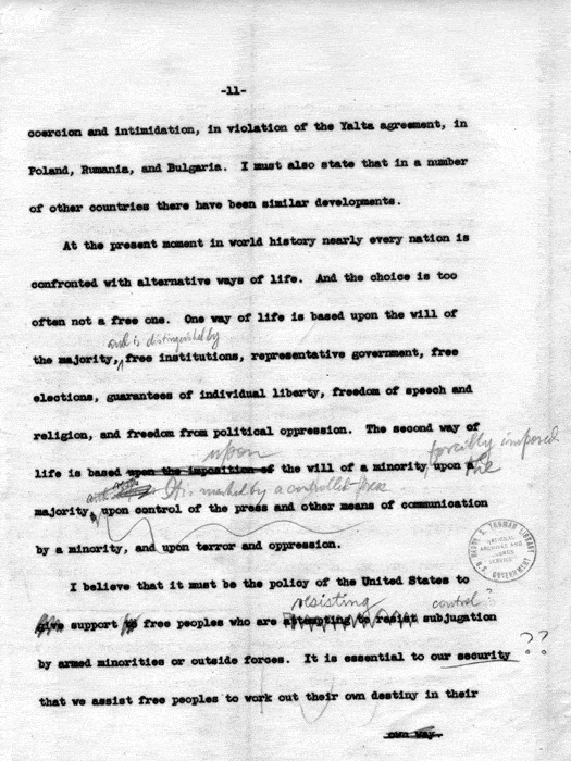 Draft of President\'s Message to Congress in regard to Greece