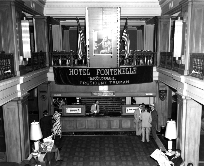 Lobby of Hotel Fontenelle, Omaha, Nebraska, Harry S. Truman