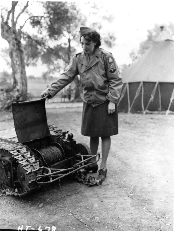 Women s Army Corps WAC Soldier Examines German Small Tank Harry S 