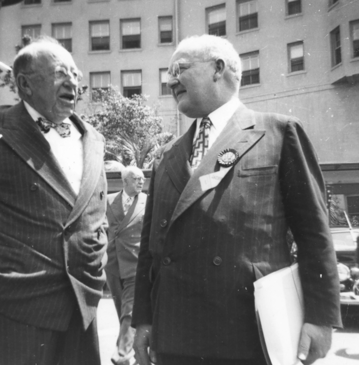 Mayor Fletcher Bowron, Los Angeles, and unknown man Harry S. Truman