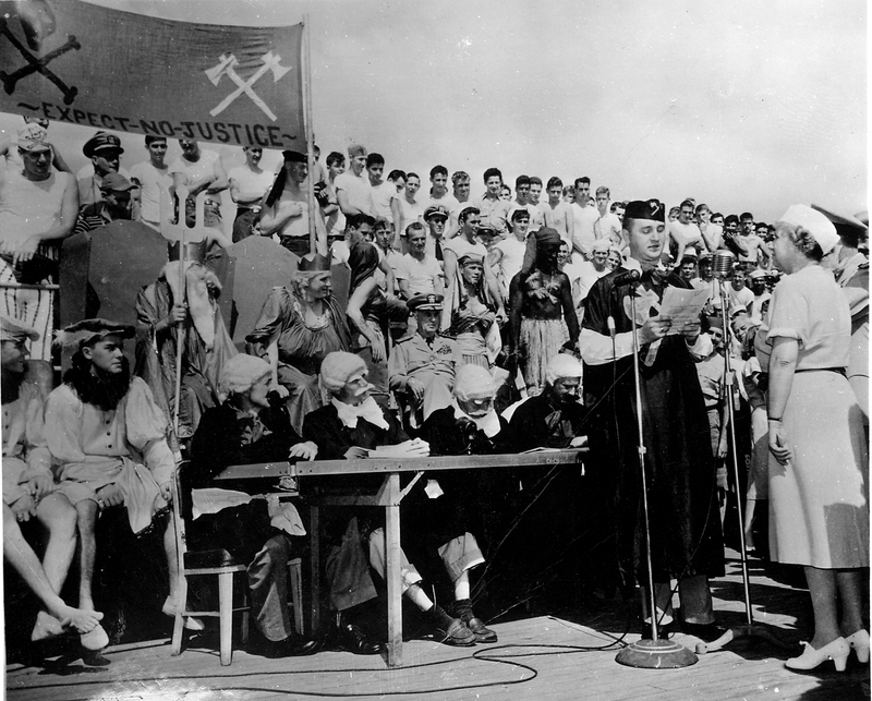 First Lady Bess Truman Participates in a Crossing the Equator Ceremony