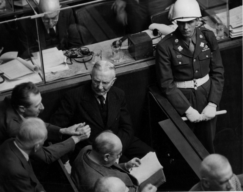 Hjalmar Schacht on the Stand, IMT, Nuremberg Germany, 1945-1946