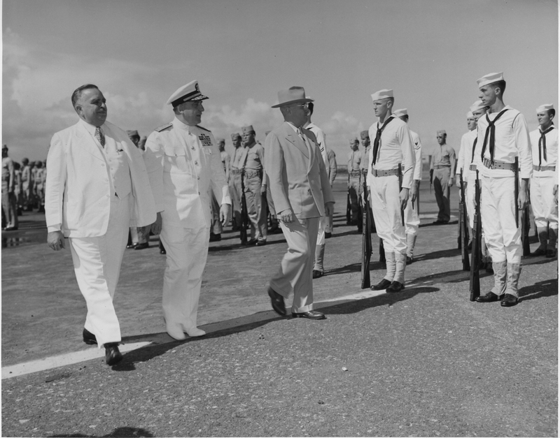Truman Inspects Honor Guard in San Juan Harry S. Truman