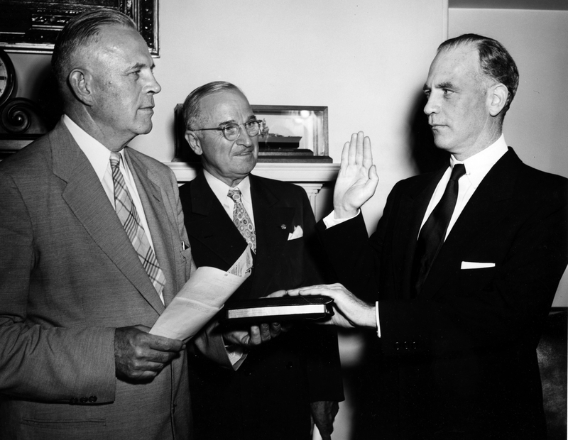 Gordon Gray Model Gordon Gray being sworn in as Director of the Psychological Strategy ...