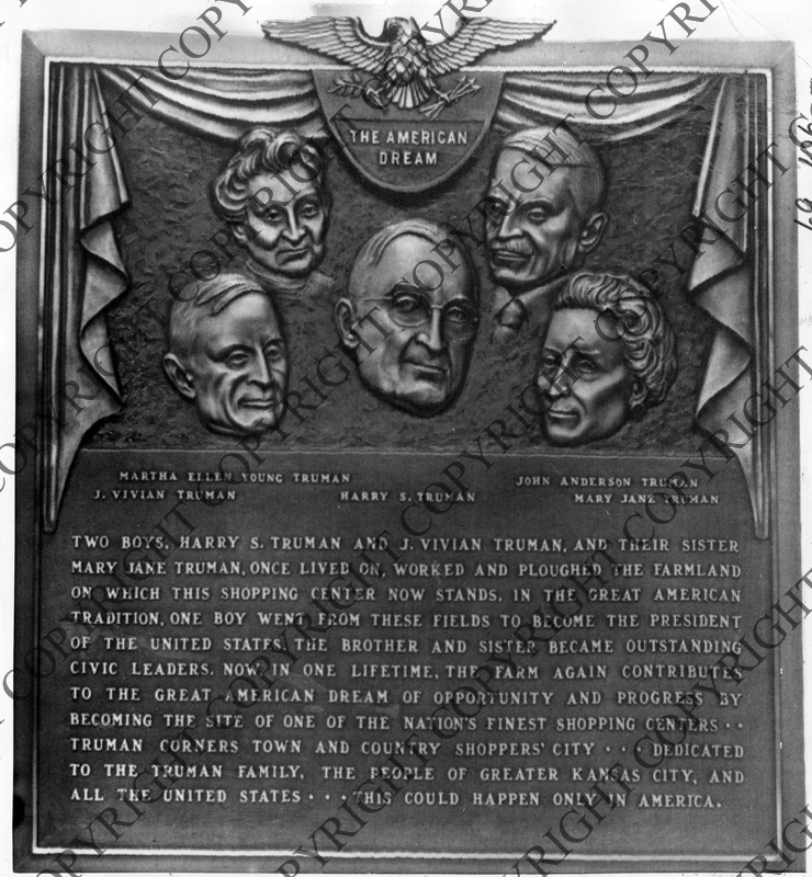 Memorial Plaque for Truman Corners Harry S. Truman