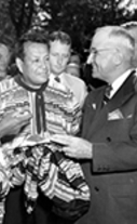 Chief Osceola presents President Harry S. Truman with a shirt, December 6, 1947.